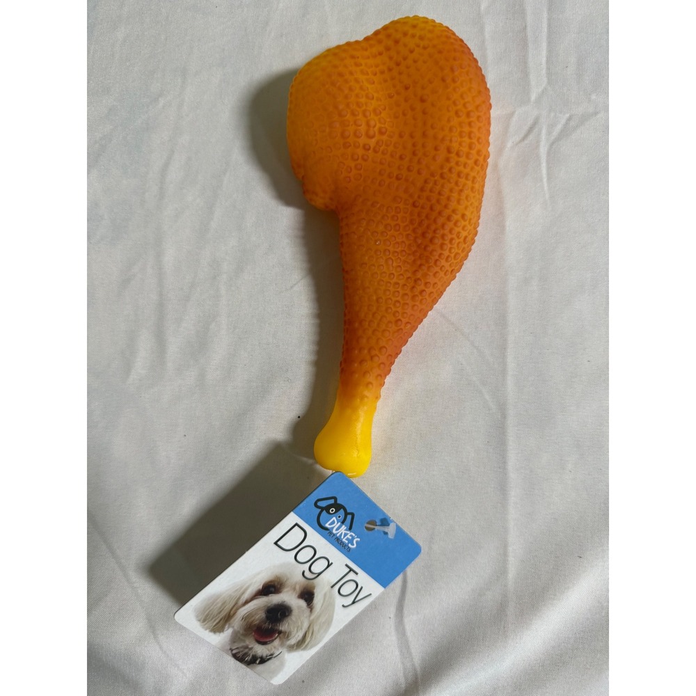 Dukes Pet Products Chicken Drumstick Squeaky Dog Toy Orange Yellow DI238 NWT